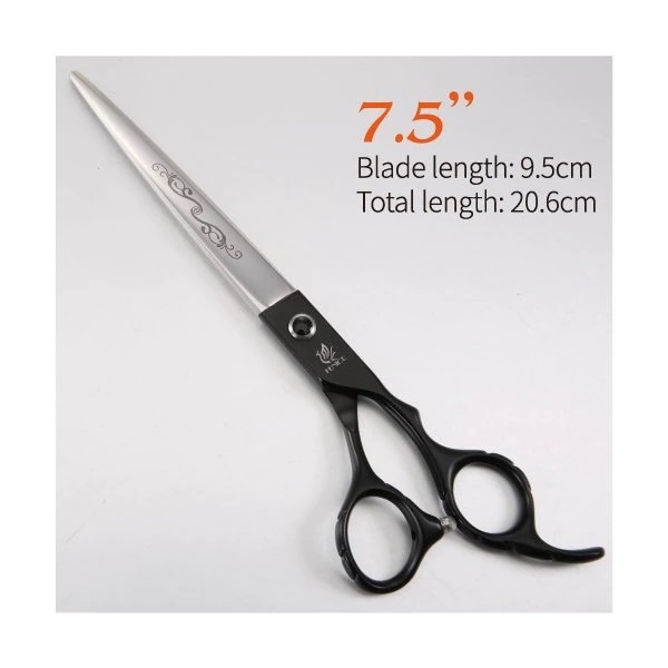 フェニスプロフェッショナルペットグルーミングはさみカットシザー7.0 / 7.5 / 8.0ブラックハンドル2018新しいデザイン 7.5 inch