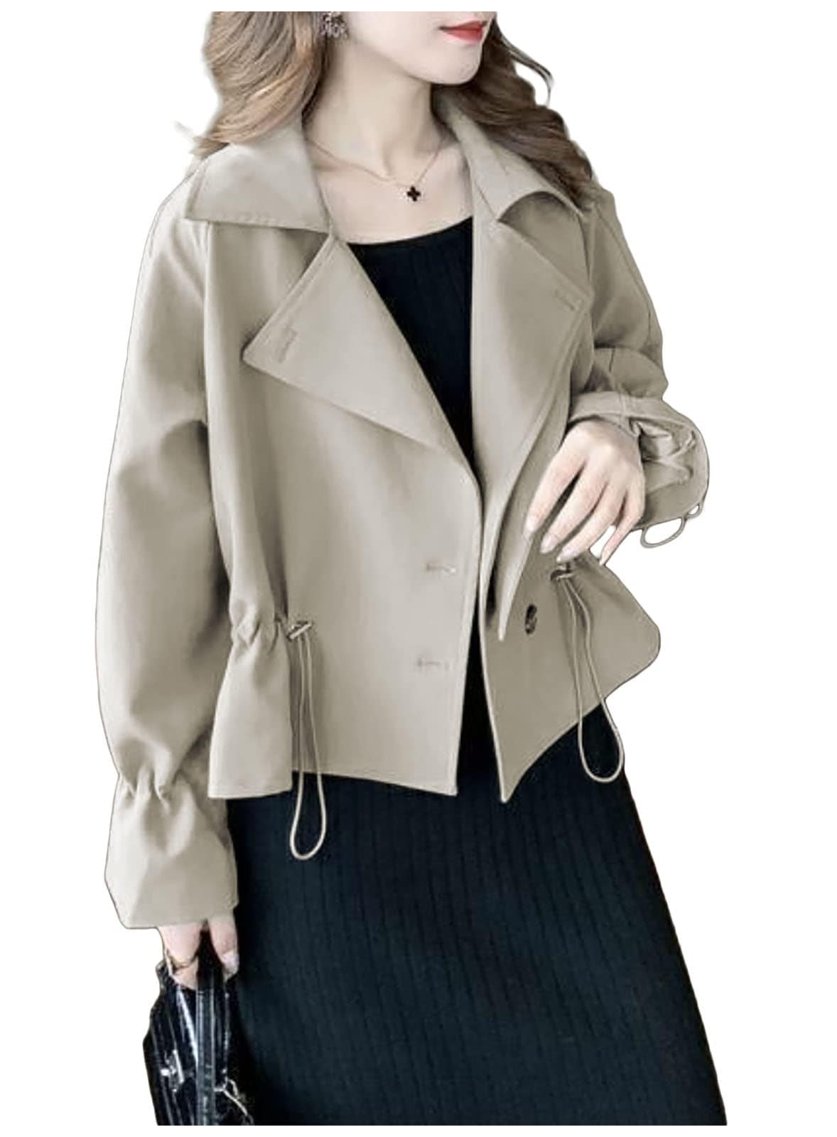 トレンチコート ショート丈 ショート ショートトレンチ ショートトレンチコート コート 春コート 長袖 アウター ジャケット スプリングコート スプリングアウター 大きいサイズ 薄手 厚手 ゆったり 5,050円