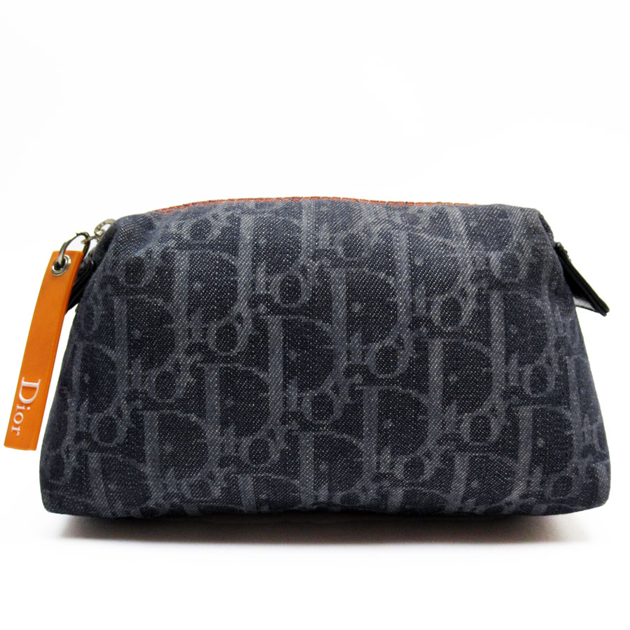 クリスチャンディオール Christian Dior ポーチ トロッター キャンバス インディゴブルー レディース w0704g