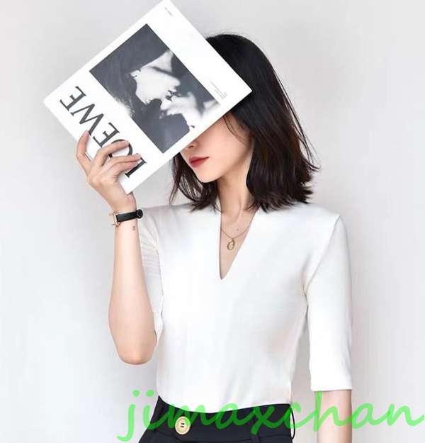 サマー　S/M/L/XL/XXL/Ｔシャツ 半袖 タートルネック セーター レディースファッション タートル 胸開きタート セクシー ベアトップ Vネック