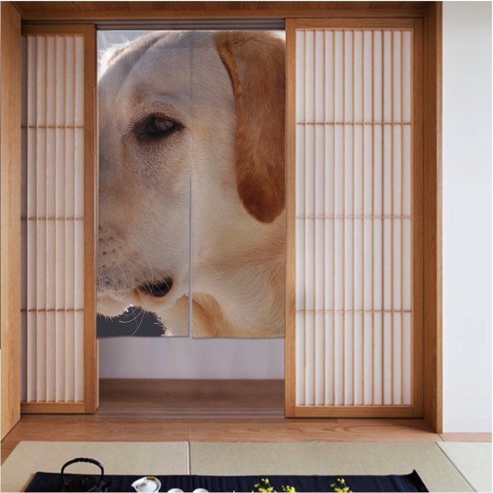 カーテン3456in 黄色-ラブラドール-レトリバー-犬 良いドレープ滑らかでしわになりにくい