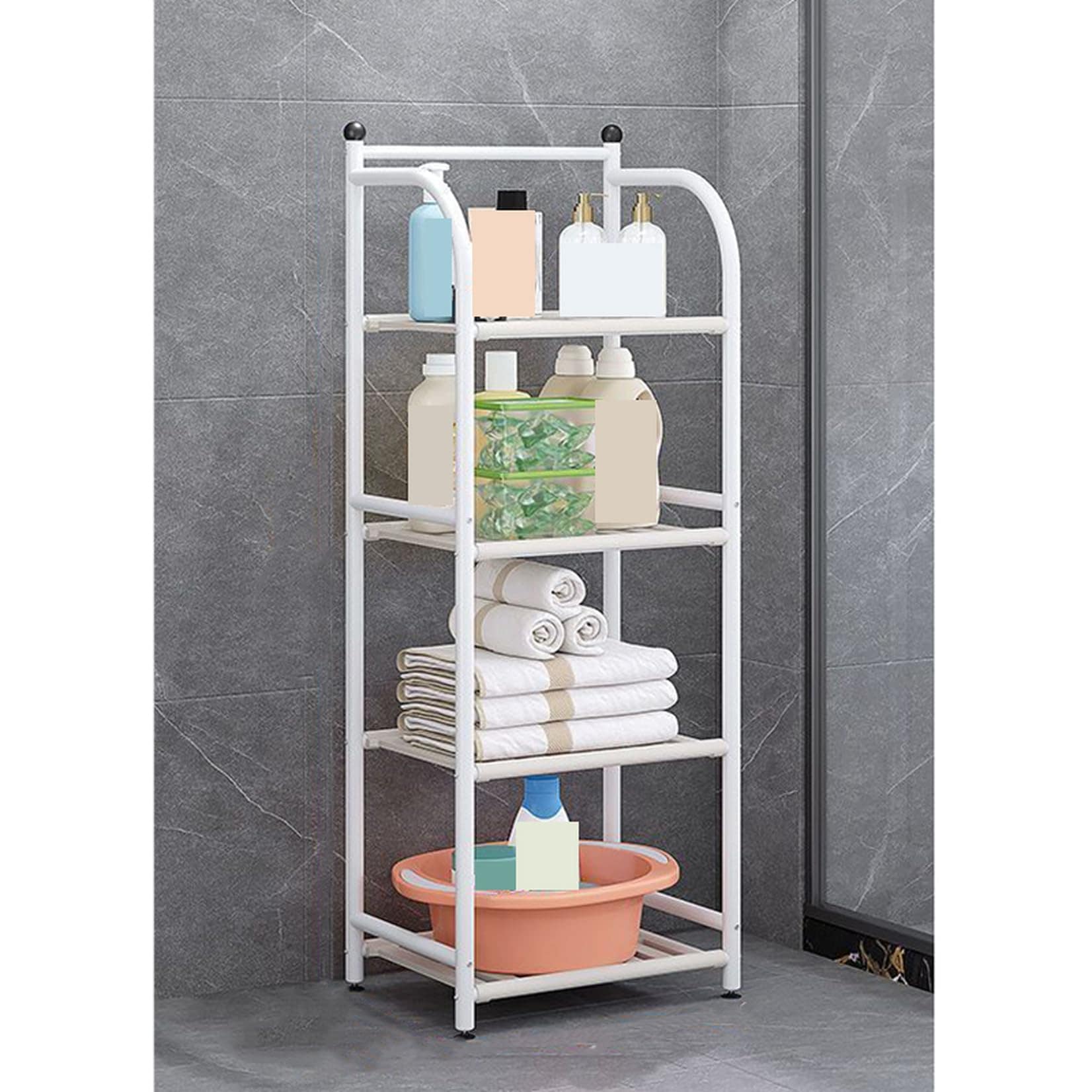 [SDS] トイレラック ランドリーラック トイレ収納棚 タイプ2 洗濯機ラック 収納棚 4段 浴室収納キャビネット 34*29*113.5 スペースを節約 穴あけなし 組み立てが簡単 空間有効活用省