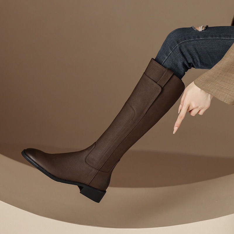 1pr ヴィンテージスタイルニーハイアンクルブーツ レディース - 無地ラウンドトゥミッドヒール厚底ジップアップ超細繊維アッパー布地ライニング合成インソールソールカジュアルコンフォー