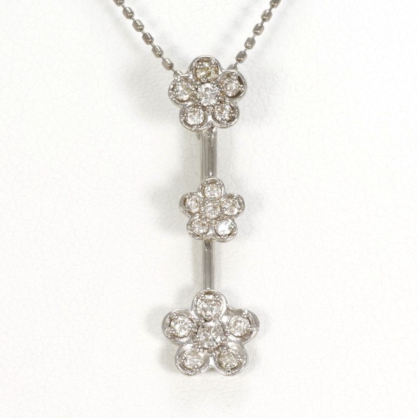 K18 18金 WG ホワイトゴールド ネックレス ダイヤ 0.28 約38cm ジュエリー 中古