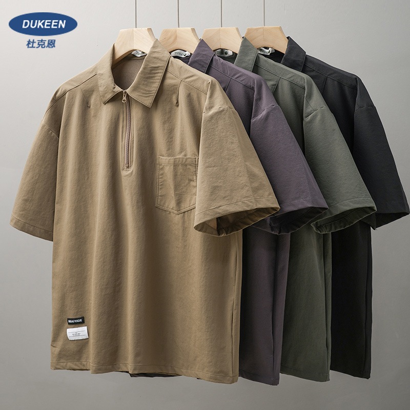 アメリカンマウンテンスタイル ワークウェア ポロシャツ メンズ 半袖 サマー レトロ ポケットシャツ 速乾 アイスシルク Tシャツ 5,115円