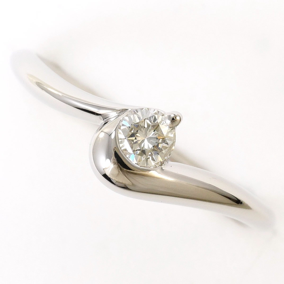 PT850 プラチナ リング・指輪 12号 ダイヤモンド 0.18 ct 総重量約3.3g 中古