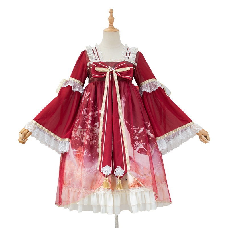 中国風漢要素夏のロリータワンピースセット