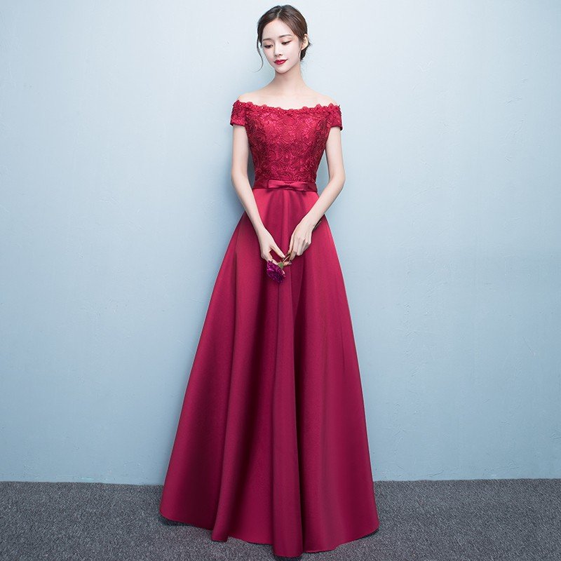 ロングドレス 安い カラードレス 赤 演奏会 パーティードレス 結婚式 花嫁 フォーマルドレス 二次