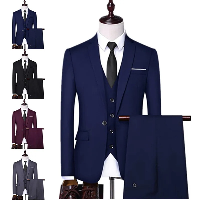 スーツ メンズ おしゃれ スーツセットアップ 3ピーススーツ ビジネススーツ 無地 スリム カジュアルスーツ フォーマルスーツ 洗える 紳士服 通勤 結婚式