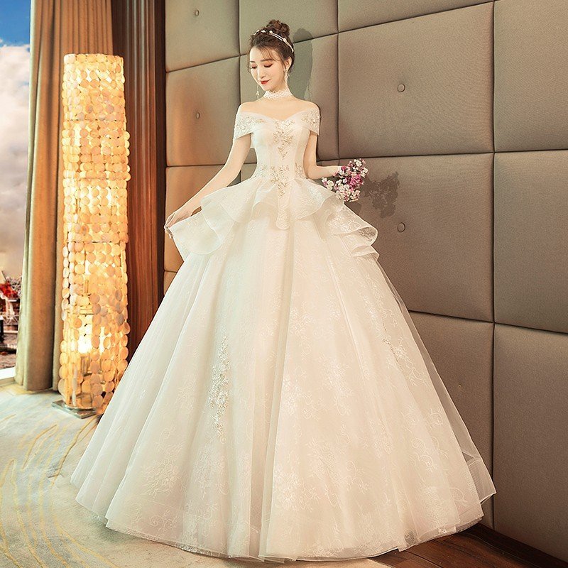 ウェディングドレス 白 安い シンプル 結婚式 花嫁 プリンセス ロングドレス ブライダル 調節 二次会 パーティードレス イブニングドレス 2020
