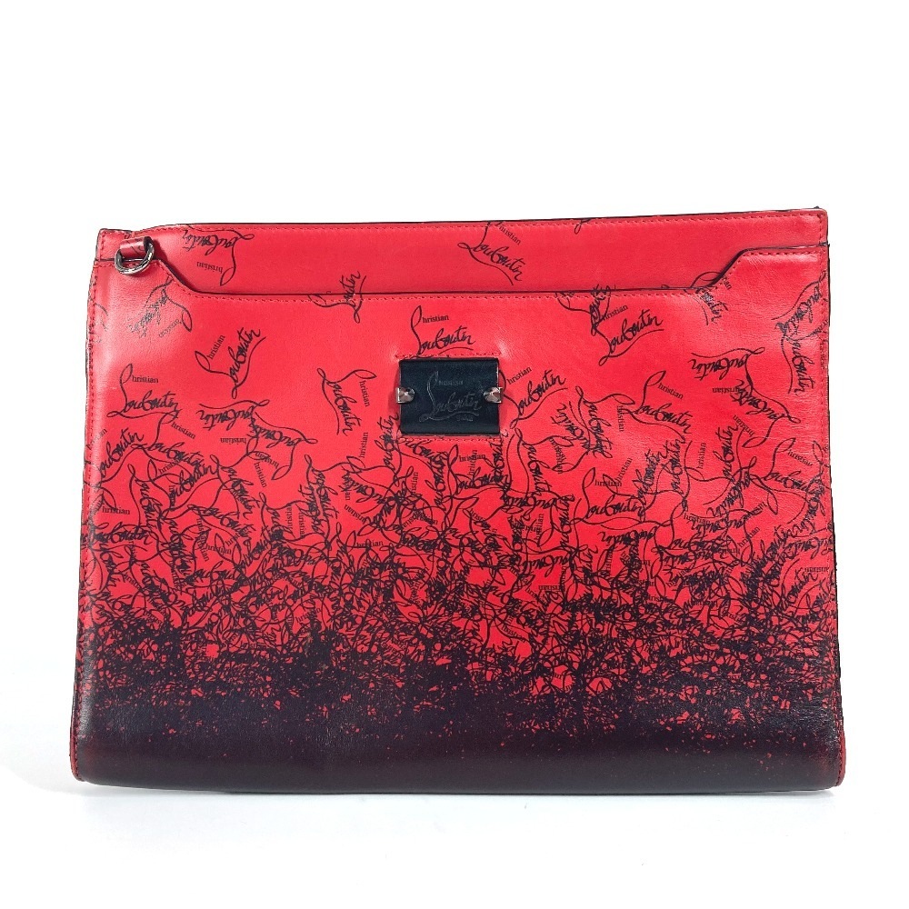 クラッチバッグ ロゴ カバン バッグ ポーチ レザー ブラック