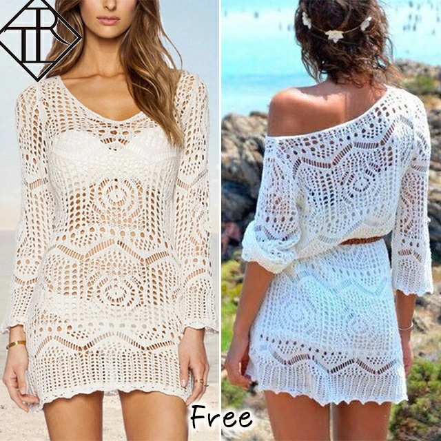 【即納】ビーチウエア ラッシュガード 水着 アウター 体型カバー 羽織り ざっくり レース 編み ニット ワンピース ビーチグッズ セクシー 長袖 大人可愛い お洒落 大人女子 綺麗 上品 エレガント