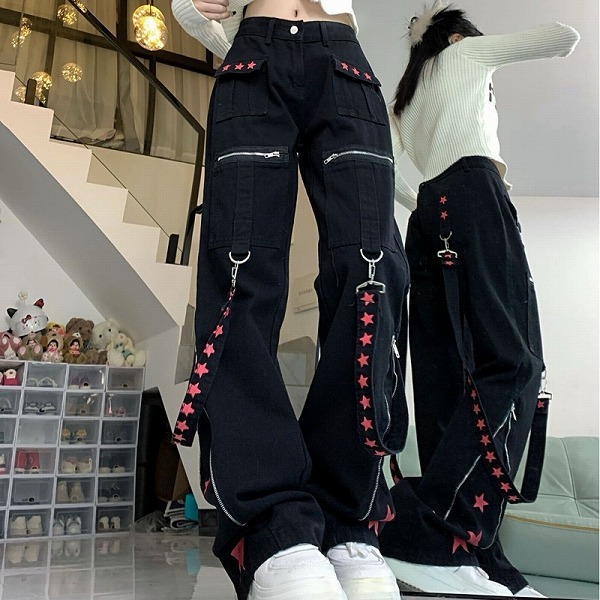 特別仕様パンツ ボトムス ズボン ストレート プリント ワークパンツ カーゴパンツ レディース