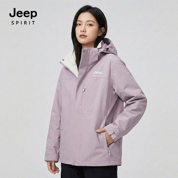 JEEP SPIRIT 女性用機能性フード付きウィンドブレーカー ピンク (JSFAJK261)