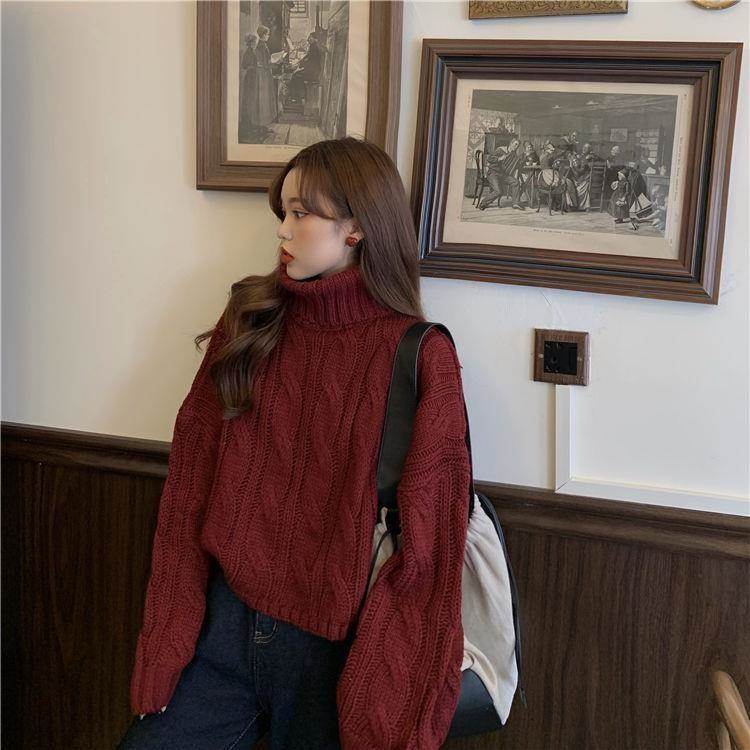 セーター レディース ニット 秋 冬 ボリューム 萌袖 腕カバー タートル オーバーサイズ 編み込み 厚手 可愛い きれいめ シンプル カジュアル ママ 通勤 通学 OL デート 学生 お出か 大人可