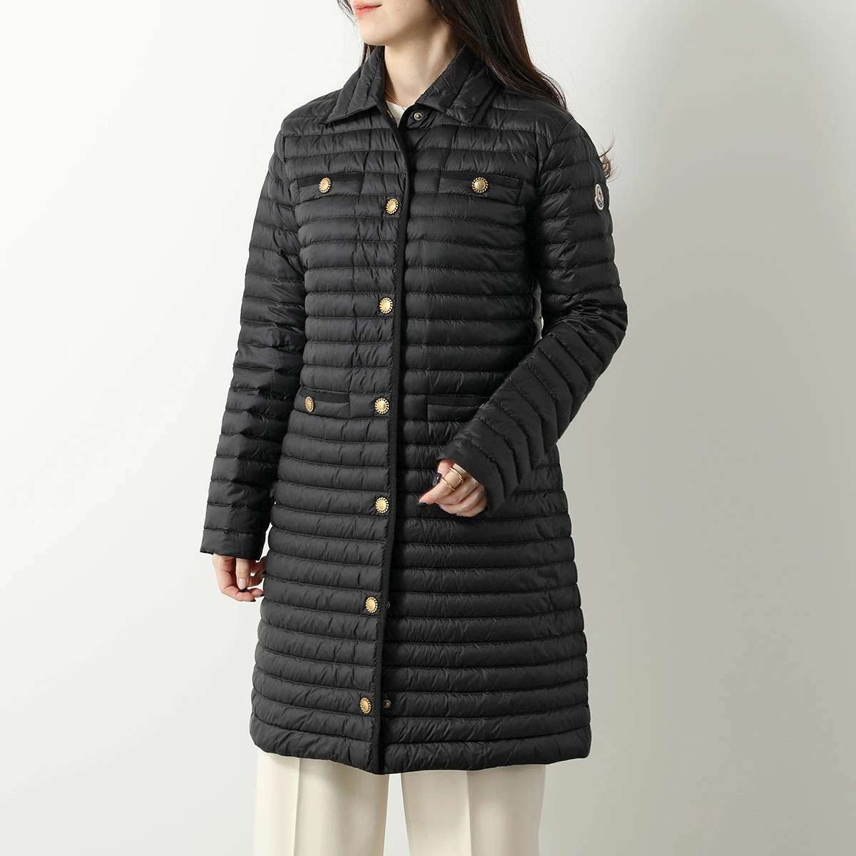 MONCLER モンクレール ダウンジャケット CALIPSO カリプソ 1C00020 595FE レディース ナイロン ロング スナップボタン 襟付き アイコンパッチ 999