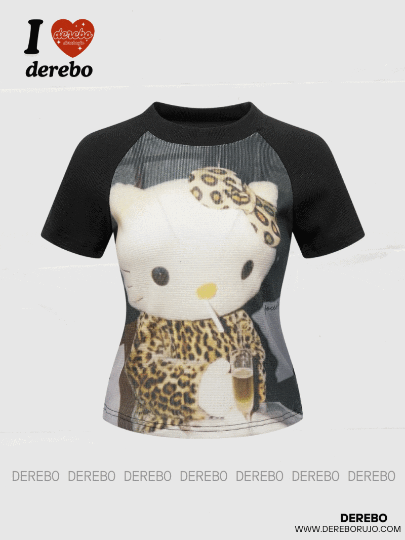 카툰 나그랑 프린트 반팔 티