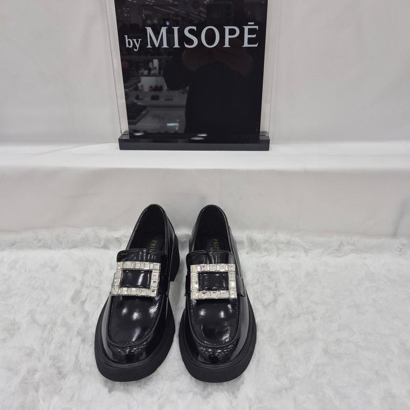 By 女性用ジュエリー装飾ポイントローファー 112HT419SP009 BLACK 3 JJ