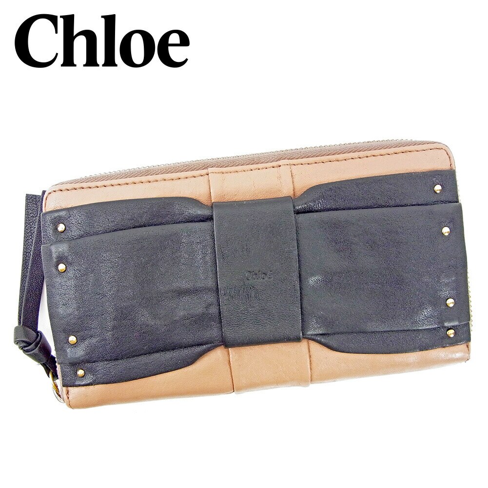 長財布 ラウンドファスナー リボンモチーフ ブラック　ベージュ　ピンク 中古 12,875円