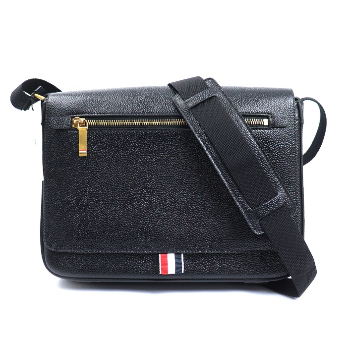 THOM BROWNE トムブラウン ペブルグレイン リポーター ショルダーバッグ ブラック MAG143B-00198-001 メンズ 中古 極美品