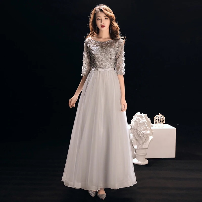 【3日で出荷し】ドレス コーラス イブニングドレス ロング ラウンドネック バンケット ドレス