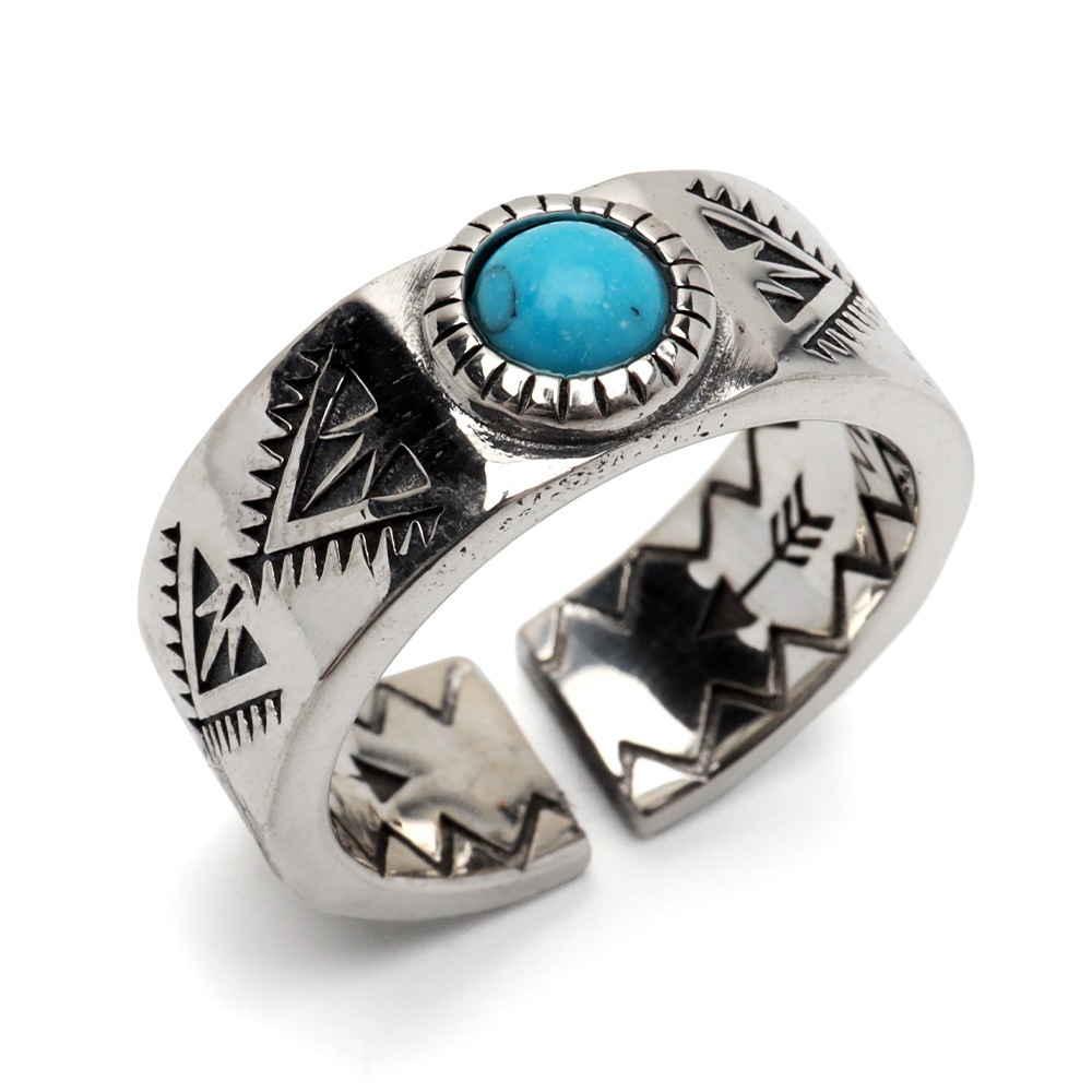 S925 インディアン柄のターコイズリング [rs230]
