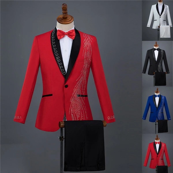 メンズ スーツ ステージ 衣装 発表会 演奏会 司会者 男性 新作 演出 王子様 演奏会 赤 黒 白 青 キラキラ 男性用 スリム 舞台 演劇 貴族 コスプレ クリスマス 仮装 文化祭 学園祭 大人