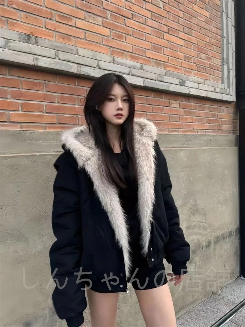 【限定SALE!!】y2kフィットミーチムハイクオリティカモ ファー キルティング ダウン フード ダウン キルティングダウン オーバーフィット ルーズ y2k デイリー アウター ファージャ