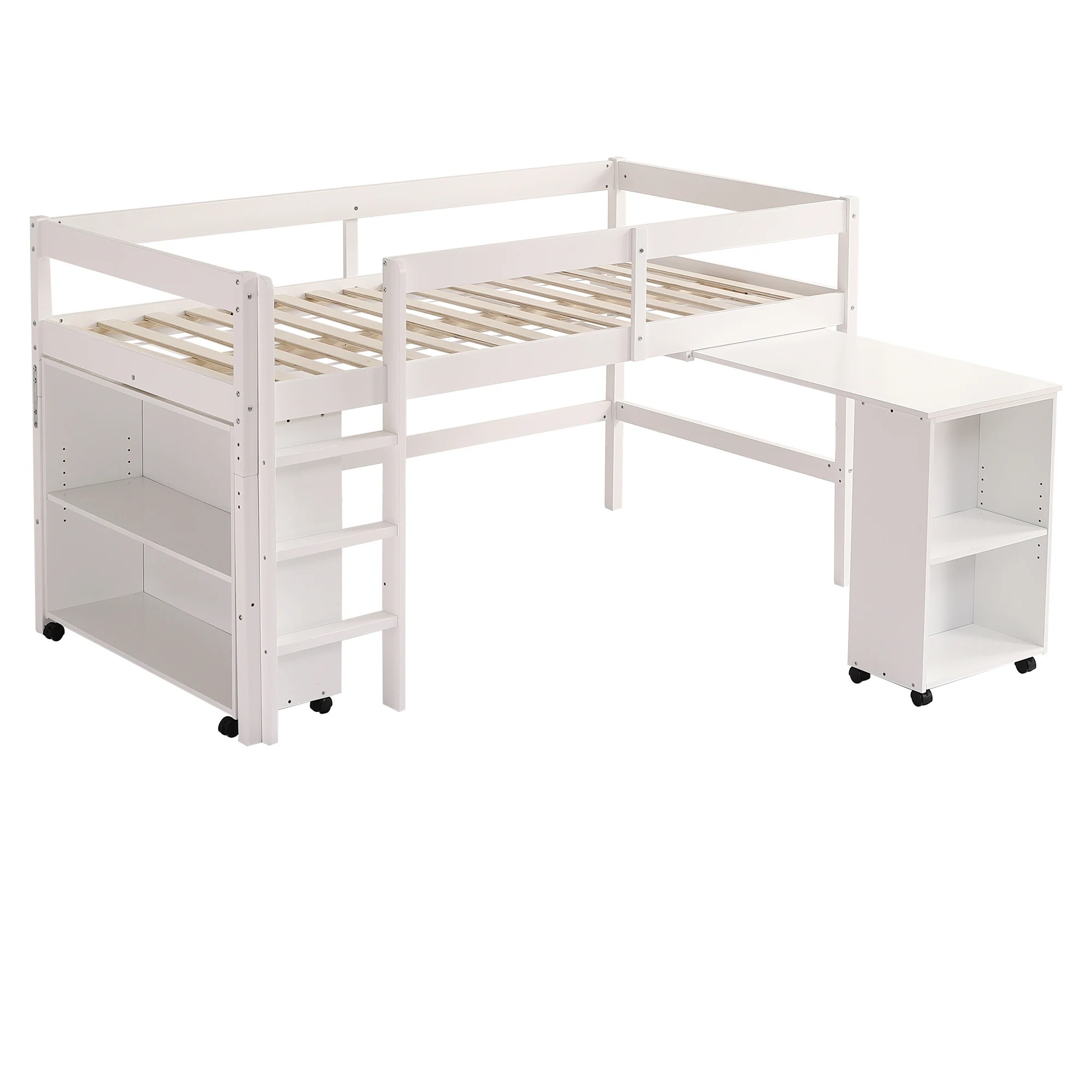 24時間限定価格！国内発送！システムベッド ロフトベッド 木製 シングル ベッド ロータイプ ベッド デスク 本棚 机付き 学習机 コンパクト 本棚付き 木製ベッド 天然木 収納 子供 大人 一人暮