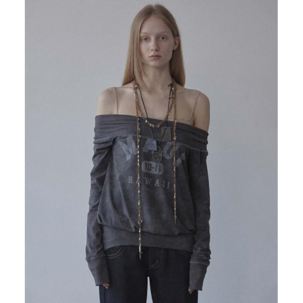 スカルプター Maui OffShoulder Dress Washed Charcoal SC25S30