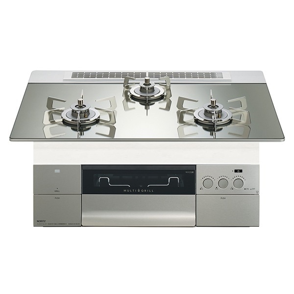 ビルトインガスコンロ 都市ガス 3口 両側強火タイプ 幅75cm N3S23PWASKSTESC-13A プラチナシルバー PROGRE FLAT プログレフラット