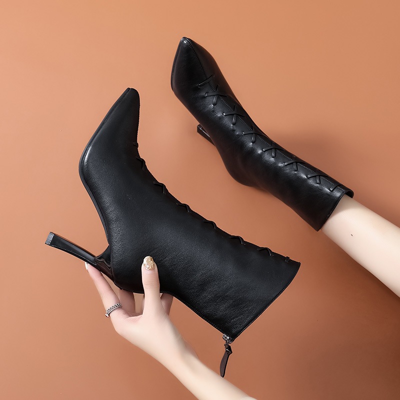 ハイヒール 女性 ブーツ 秋 冬 細いヒール 短いブーツ ミシンメッシュ スキニーブーツ マーティンブーツ ブーツ ハイヒール 履きやすい 大人可愛い きれいめ シンプル カジュアル 大人 上品