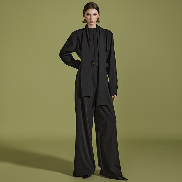 JS049 ベルト セット ピンタック ジャンプスーツ