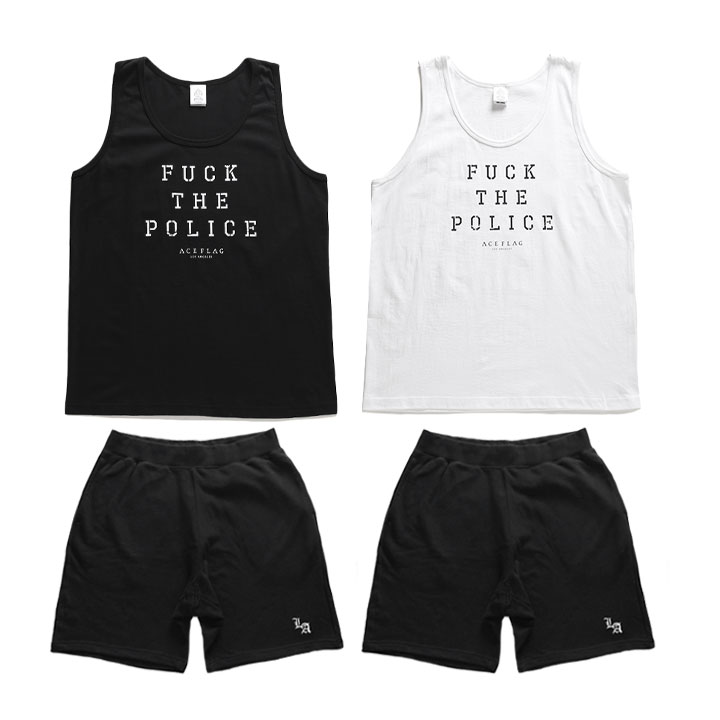 ACE FLAG 上下セット ブランド ノースリーブ Tシャツ タンクトップ ハーフパンツ メンズ 春夏用 黒 白 大きいサイズ エースフラッグ セットアップ ACE