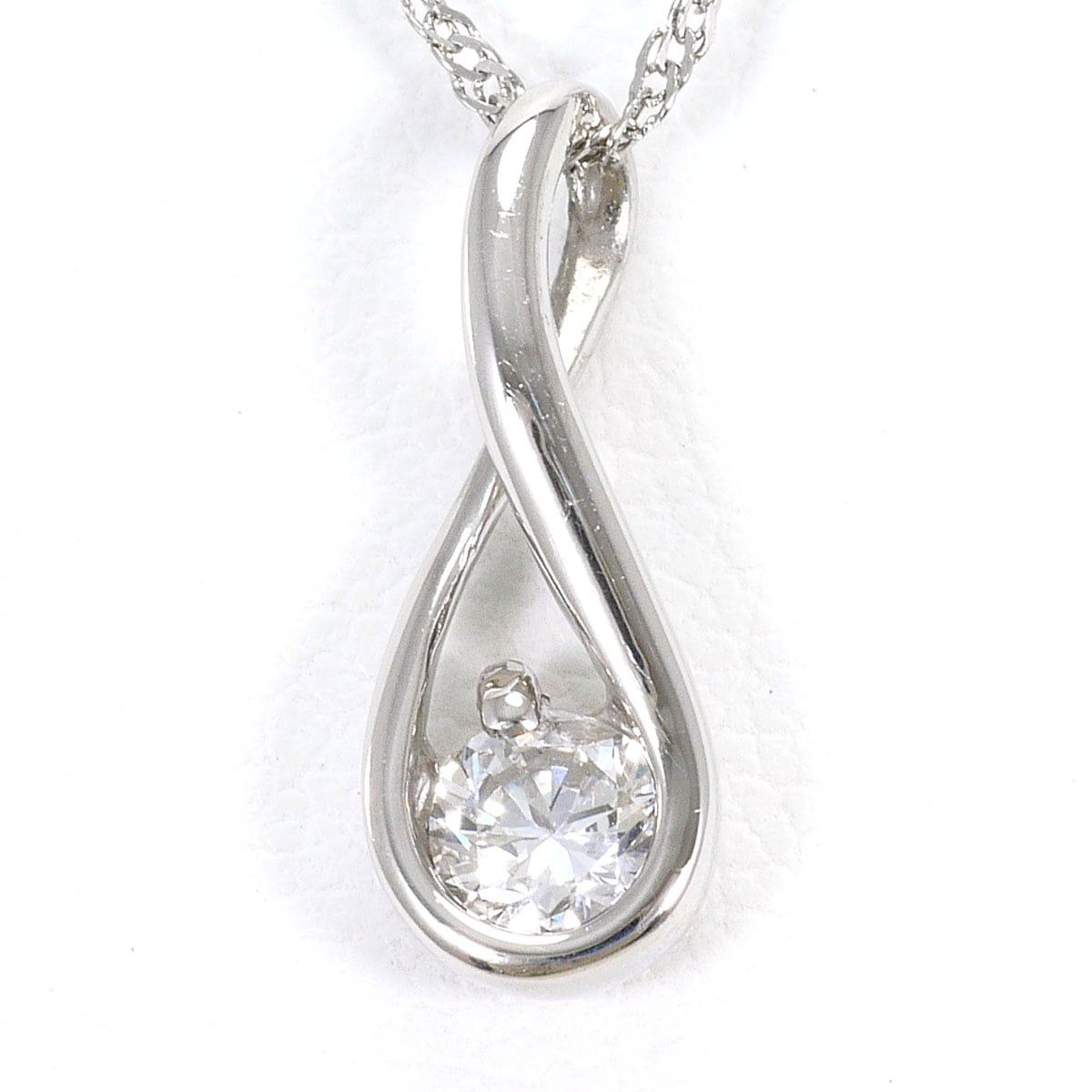PT900 プラチナ PT850 プラチナ ネックレス ダイヤモンド 0.22ct 総重量約1.8g 約39cm 中古