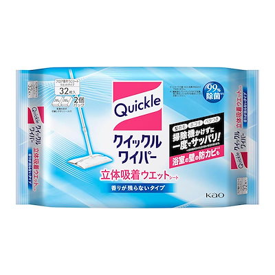 他サイト： 【大容量】クイックルワイパー フロア用掃除道具 立体吸着ウエットシート 32枚の商品画像