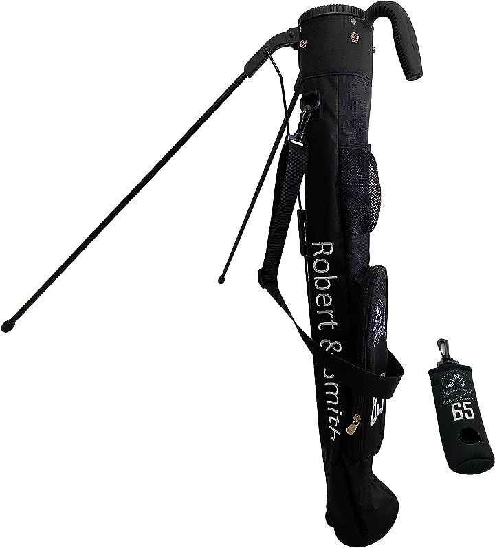 ゴルフバック スタンド式 ゴルフケース ボールケース付き 軽量コンパクト 練習用 7本収納可能 ドライバー収納OK フード付 大型ポケット付 ギフト( ブラック)