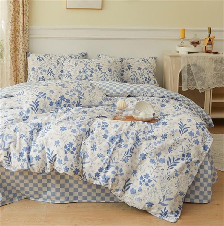 INSスタイル レトロ シーツ 掛け布団カバー 怠惰な風 新品 コットン 4点セット レース