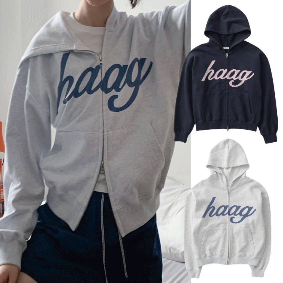 Qoo10] haag a mix hoodie zip-up : レディース服