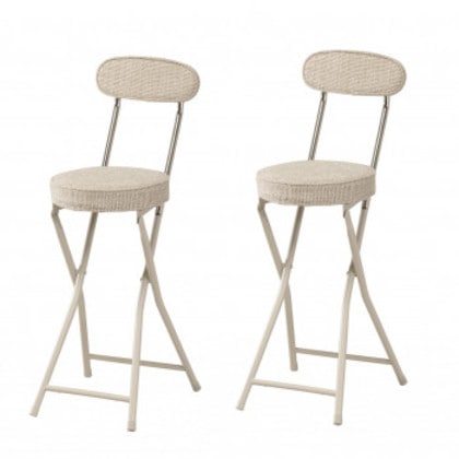 弘益(KOEKI) UTILITY フォールディングハイチェア ベージュ 2脚セット PFC40FBE