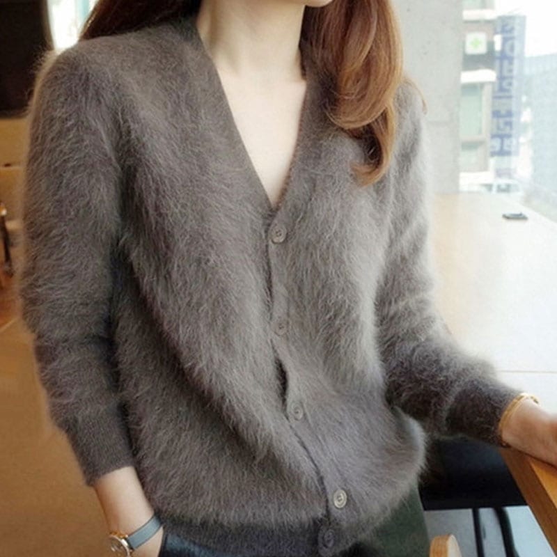 レディース ジャケット カーディガン アウター 上着 前開き 長袖 Vネック 襟なし スリム ストレート ふわふわ ニット かわいい 大人可愛い きれいめ シンプル カジュアル おしゃれ ラフ 学生風