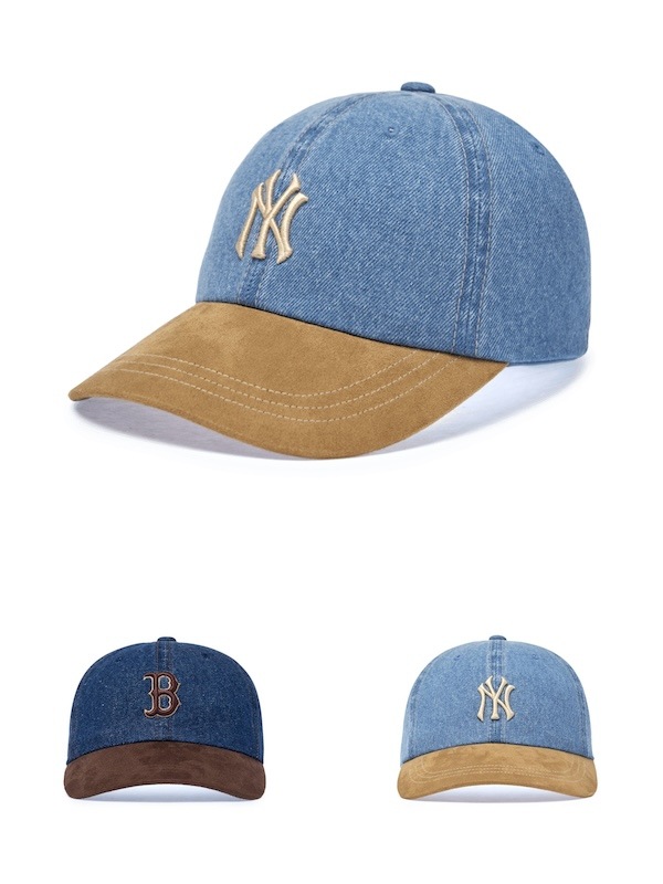 3ACPB125N デニムスエード アンストラクチャー ベースボールキャップ ニューヨークヤンキース 正規品保証 関税負担なし 韓国限定販売 男女共用