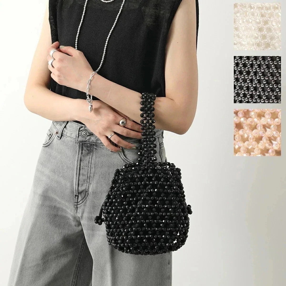 HVISK ヴィスク ハンドバッグ POKE BEADS レディース ビーズ 巾着 ワンハンドルバッグ 鞄 カラー4色 【ts】
