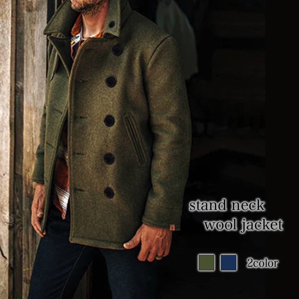ピーコート メンズ スタンドネックウールジャケット セール ブランド 男子 ダブル スクール シングル 学生 チェスターコート ダッフルコート ショートコート 春 ジャケット メルトン Pコート コー