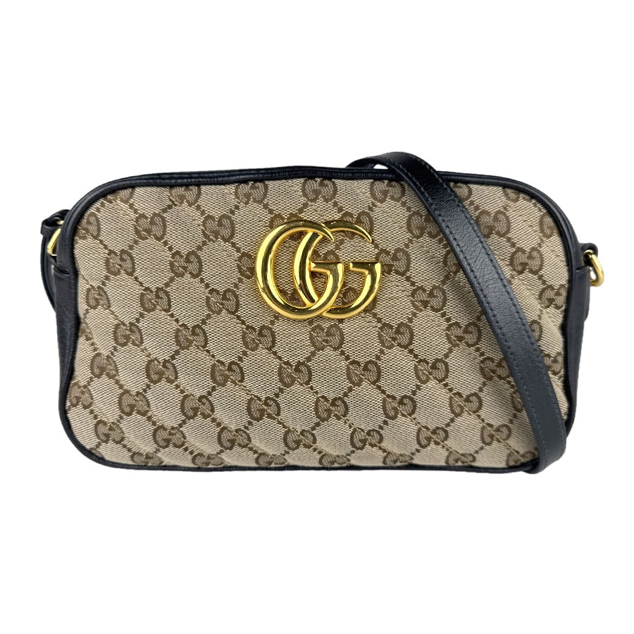 グッチ GUCCI ショルダーバッグ GGマーモント GGキャンバス/レザー ブラック/ブラウン ゴールド レディース 447632 z9124
