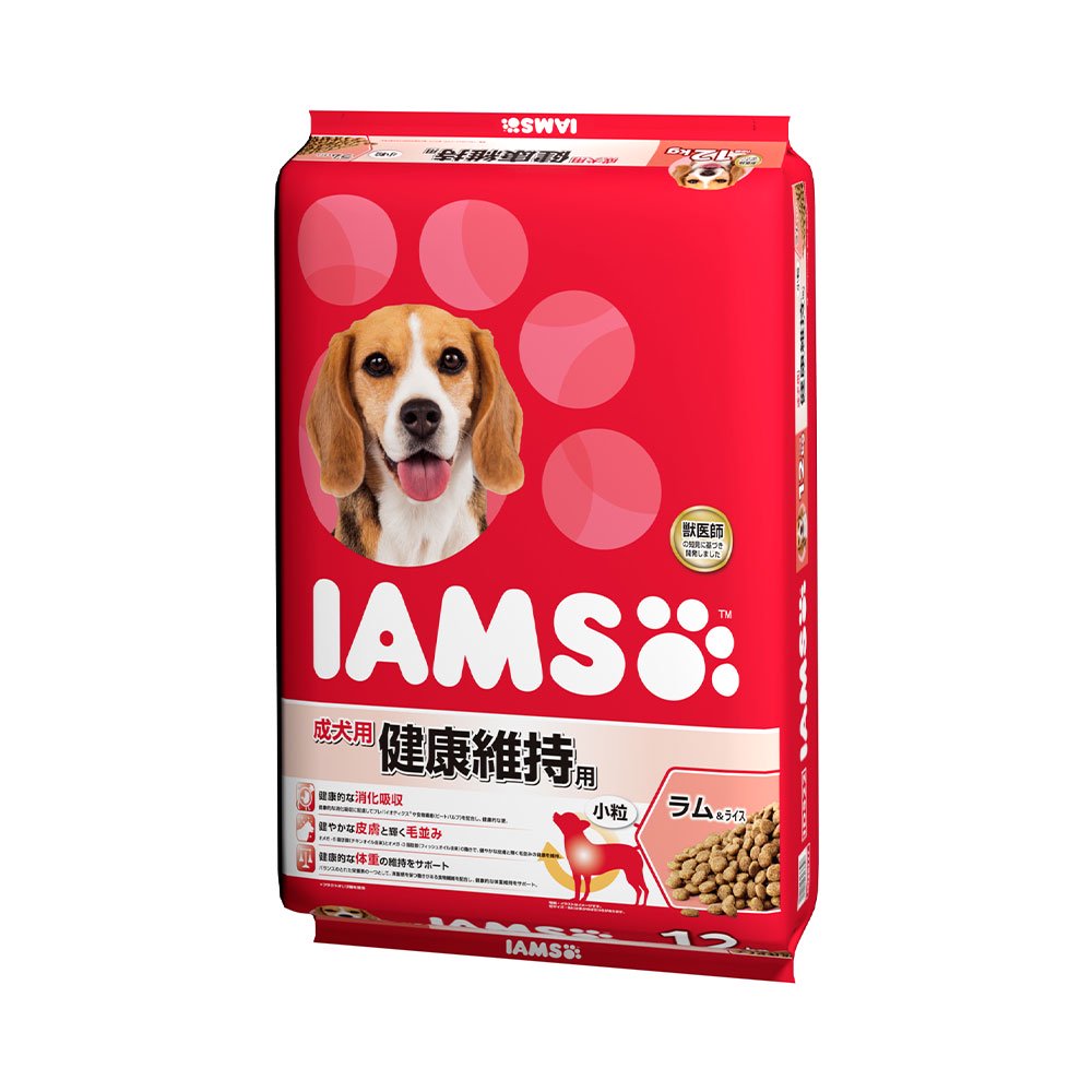 ドッグフード　成犬用　健康維持用　ラム＆ライス　小粒　１２ｋｇ　正規品　ＩＡＭＳ　お一人様１点限り　ＣＲＣ45―05―40―01―20