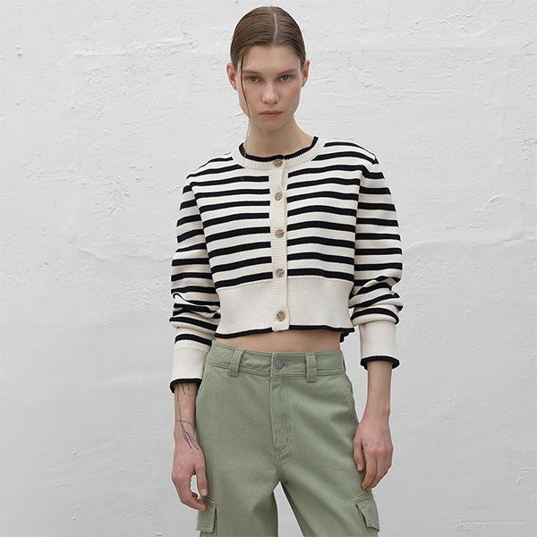 (CD-2100)ROAN STRIPE BASIC KNIT CARDIGAN 7,310円