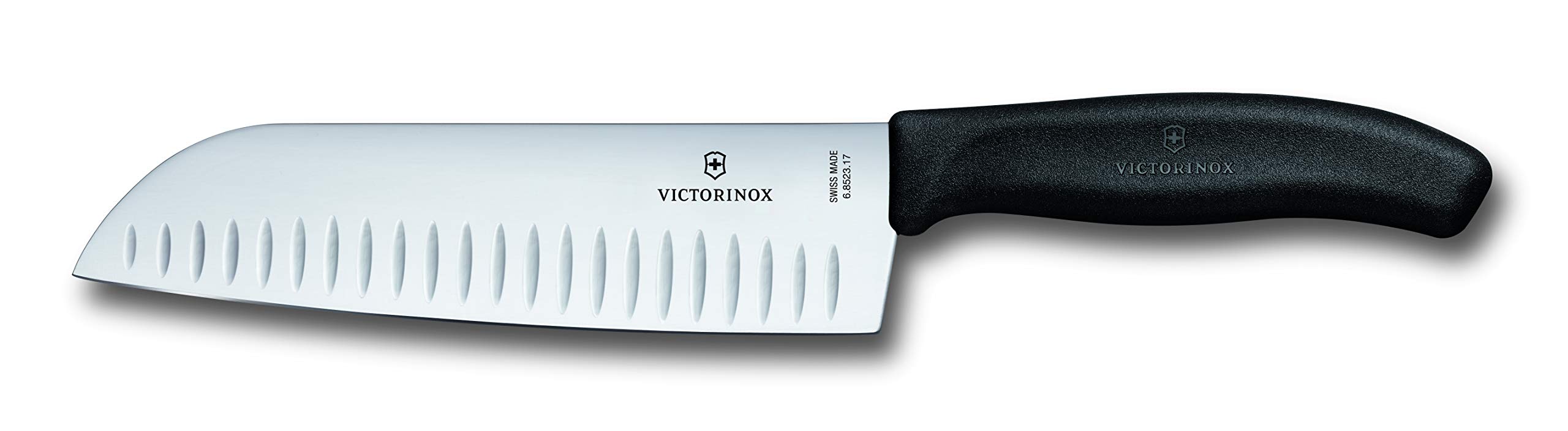 VICTORINOX(ビクトリノックス) 三徳包丁 プロ仕様のステンレススチール製万能包丁 17cm 溝付 ブラック 料理全般に使える万能なナイフ 食洗器対応 スイスクラシック 6.8523.17-X