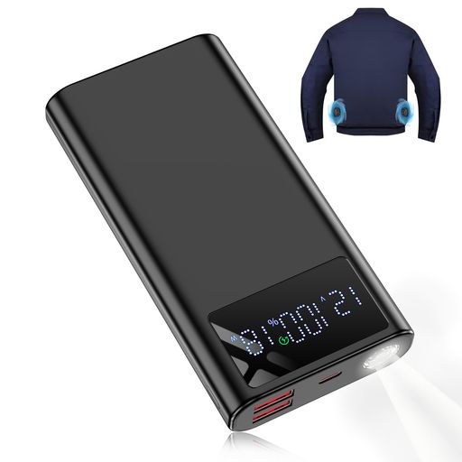 空調作業服 バッテリー【40000MAH 大容量&空調作業服用モバイルバッテリー&LEDライト付き 】モバイルバッテリー 大容量 急速充電 PD22.5W対応 空調ウェア専用バッテリー 5V/3A安定作業着