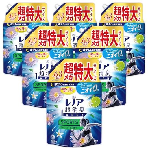 レノア 超消臭1WEEK 柔軟剤 SPORTS フレッシュシトラス 詰め替え 2,060ML×6袋 [大容量] [ケース品]